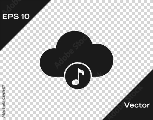 Grey Music streaming service icon isolated on transparent background. Sound cloud computing, online media streaming, online song, audio wave. Vector Illustration