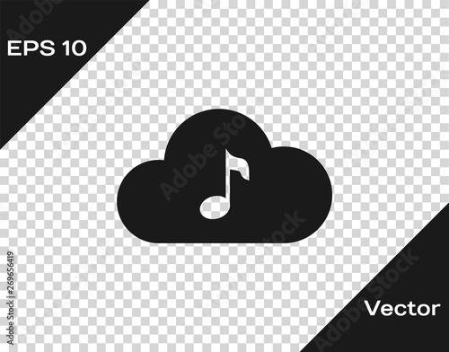 Grey Music streaming service icon isolated on transparent background. Sound cloud computing, online media streaming, online song, audio wave. Vector Illustration