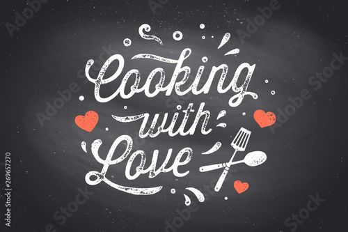Cooking with Love. Kitchen poster. Kitchen wall decor, sign, quote
