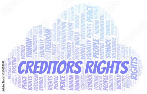 Creditors Rights word cloud. Wordcloud made with text only.