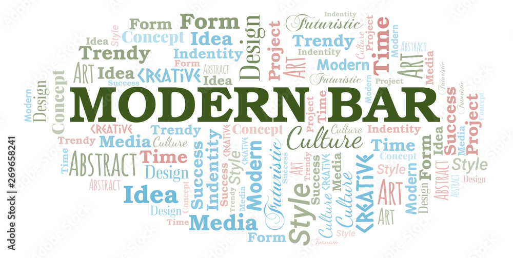 Modern Bar word cloud. Wordcloud made with text only.