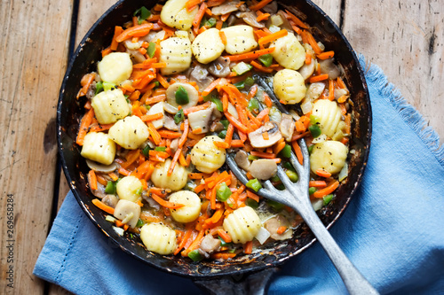 Wallpaper Mural Gnocchi with vegetables and mushrooms. Potato dumplings with carrot, scallions & mushrooms  Torontodigital.ca