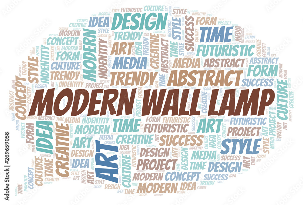 Fototapeta premium Modern Wall Lamp word cloud. Wordcloud made with text only.