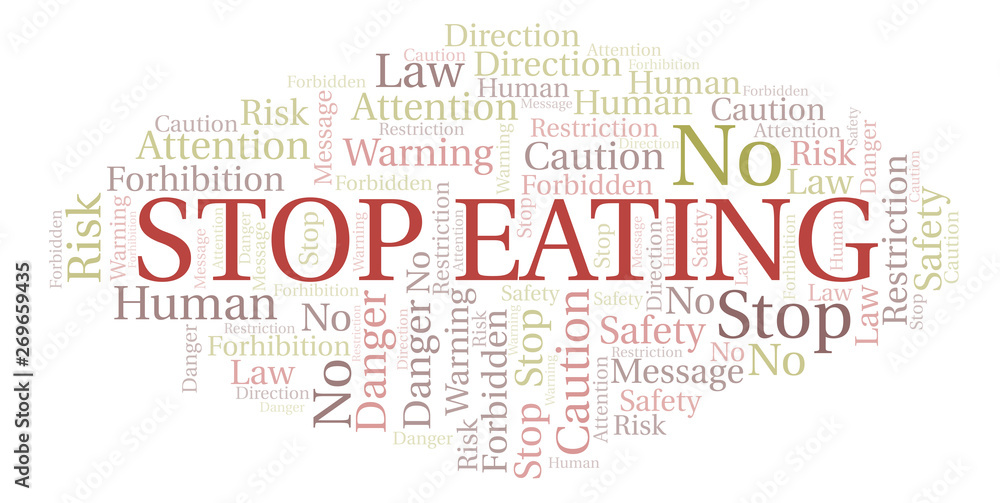 Stop Eating word cloud. Wordcloud made with text only.