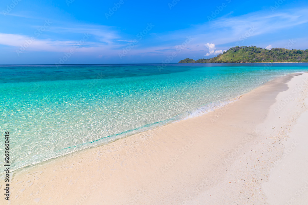 white beach with coral reef tropical sea in lipe island thailand