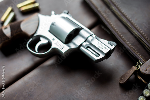 .44 magnum revolver handgun with bullet