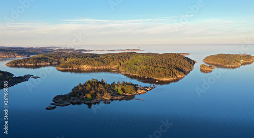 Aerial view of coast near Lillesand, Aust Agder, Norway
