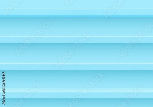 Blue 3d shelf on the wall. Wooden horizontal realistic empty shelf