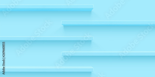 Blue 3d shelf on the wall