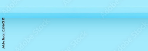 Blue 3d shelf on the wall. Wooden horizontal realistic empty shelf
