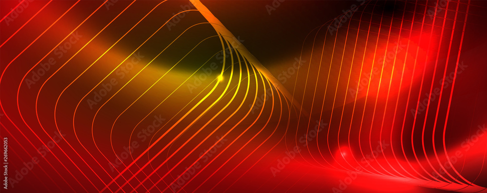 Techno glowing background, futuristic dark template with neon light effects and simple forms, vector Techno glowing background, futuristic dark template with neon light effects and simple forms, vector