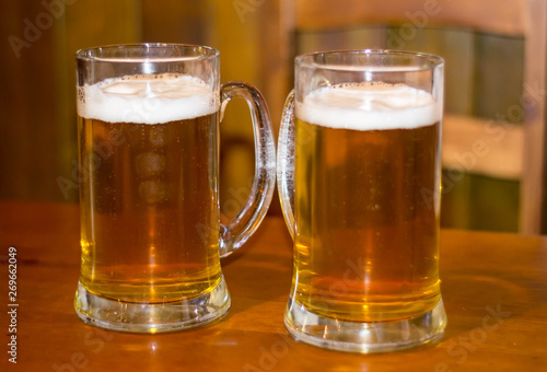 two glasses of beer lager