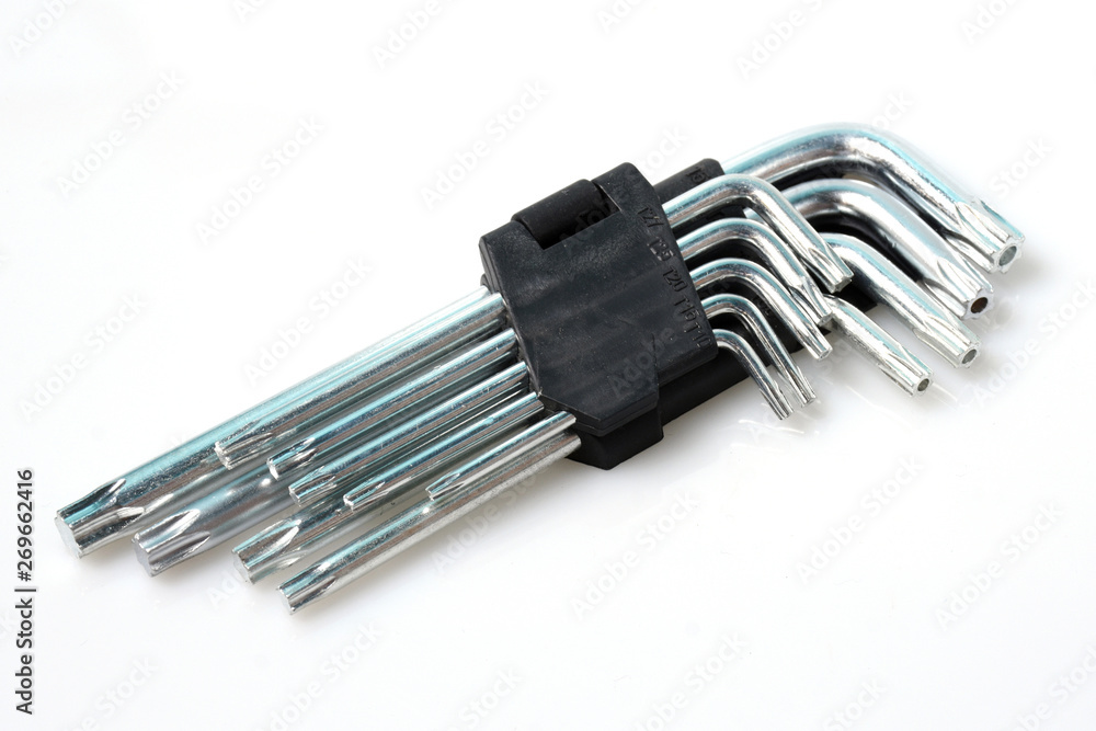 Hex key set isolated on white background Hex key set isolated on white background