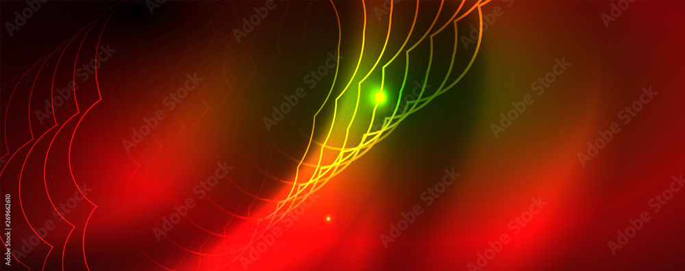 Techno glowing background, futuristic dark template with neon light effects and simple forms, vector Techno glowing background, futuristic dark template with neon light effects and simple forms, vector