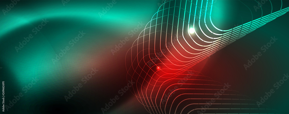 Shiny glowing design background, neon style lines, technology concept, vector Shiny glowing design background, neon style lines, technology concept, vector