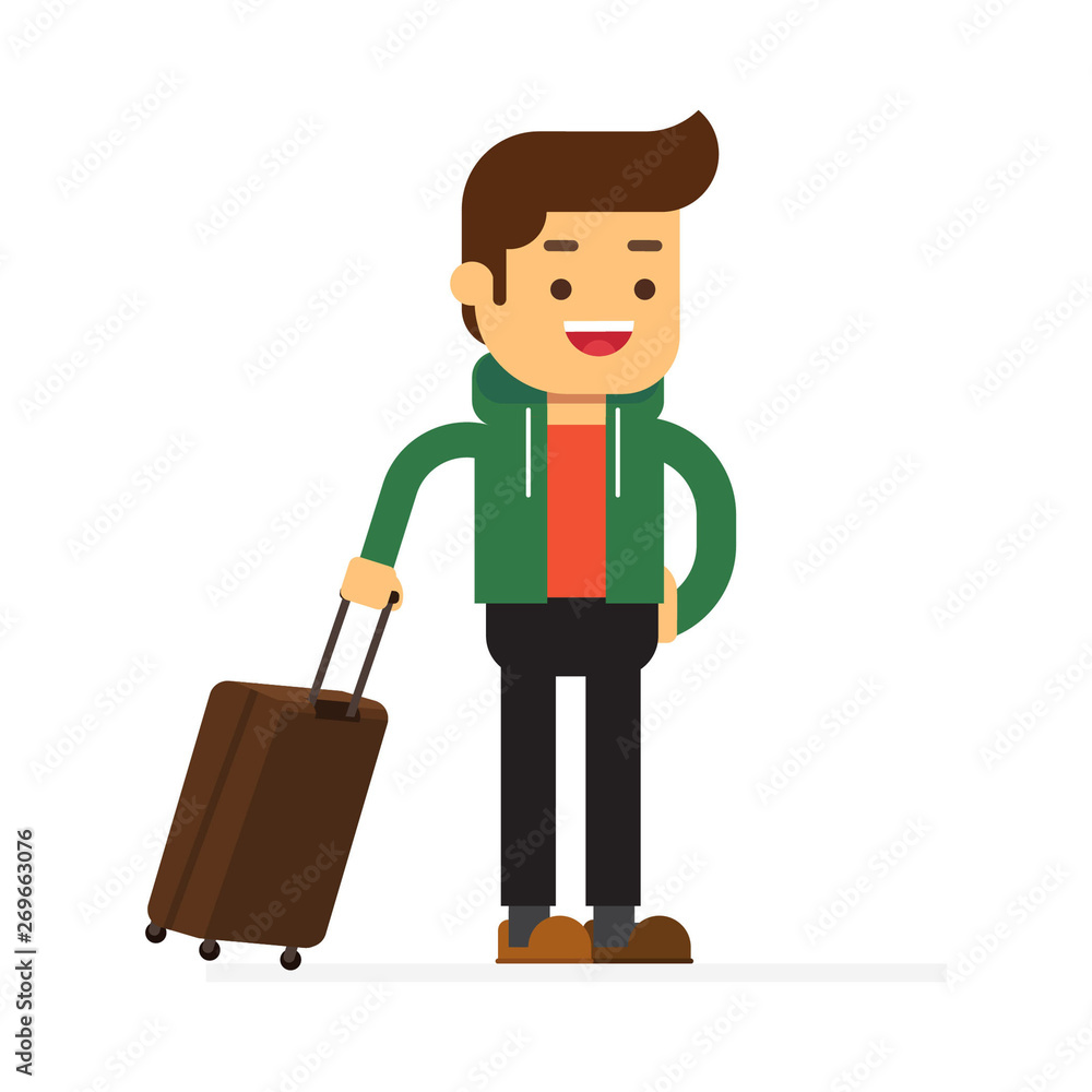 Man character avatar icon.with luggage Man character avatar icon.with luggage