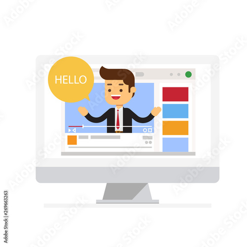 Businessman blogger video computer