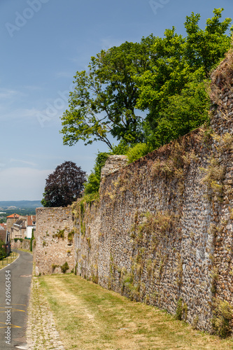 Ancient Roman ruins  city walls  in Autun historic town  France