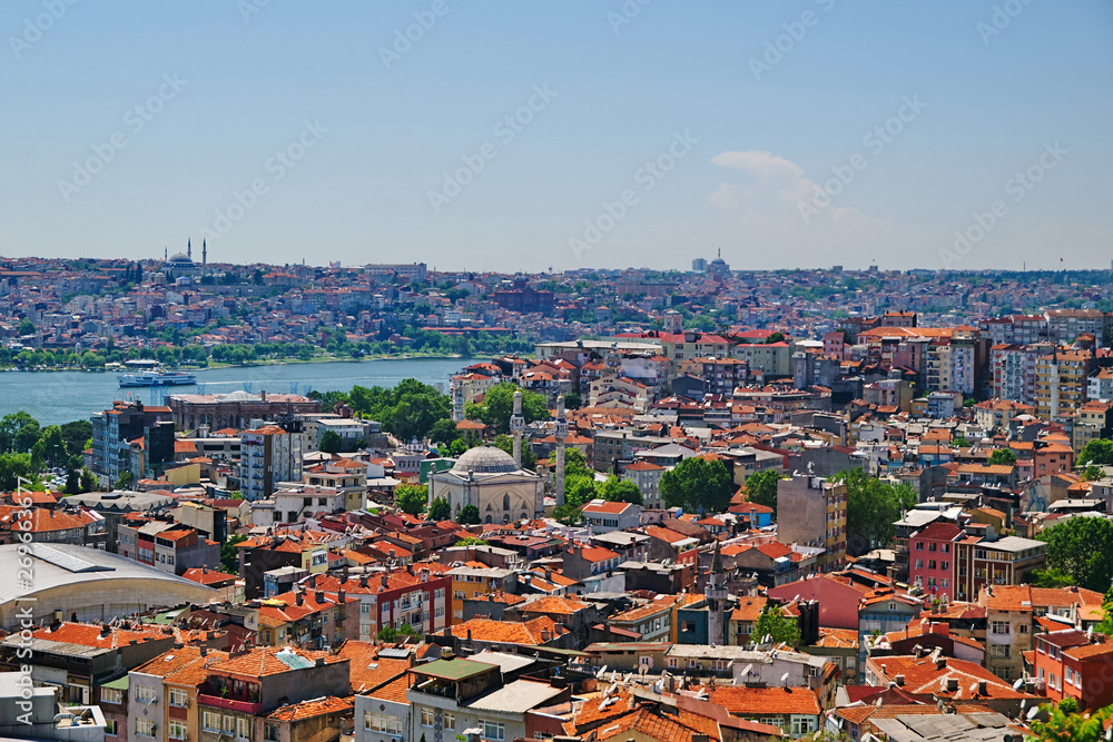 Obraz premium Istanbul skyline and Bosporus strait under summer day light, Turkey.