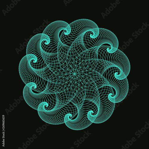 wired stylized jellyfish rosette in blue black shades