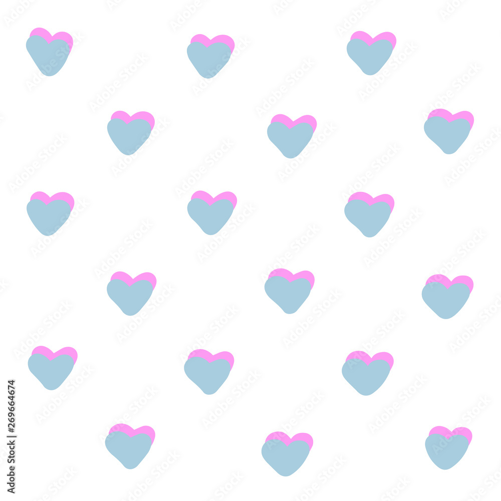  Sweet candy blue pink hearts background illustration. Valentines day. Couple wedding day event banner, lovely design. Hand drawn pastel poster for congratulations to woman 8 March. Girly print vector