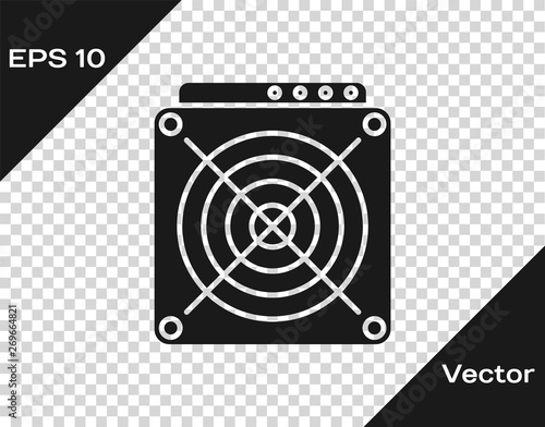 Grey ASIC Miner icon isolated on transparent background. Cryptocurrency mining equipment and hardware. Application specific integrated circuit. Vector Illustration
