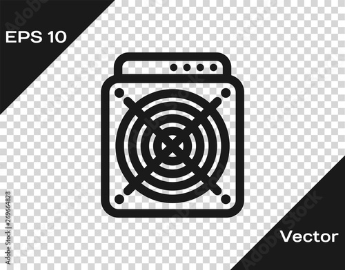 Grey ASIC Miner icon isolated on transparent background. Cryptocurrency mining equipment and hardware. Application specific integrated circuit. Vector Illustration