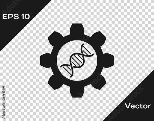 Grey Genetic engineering icon isolated on transparent background. DNA analysis, genetics testing, cloning, paternity testing. Vector Illustration