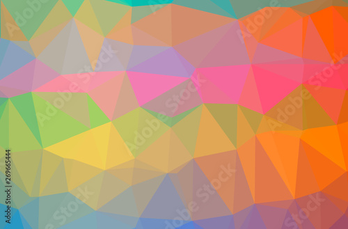 Illustration of abstract Green, Orange, Purple, Yellow horizontal low poly background. Beautiful polygon design pattern.