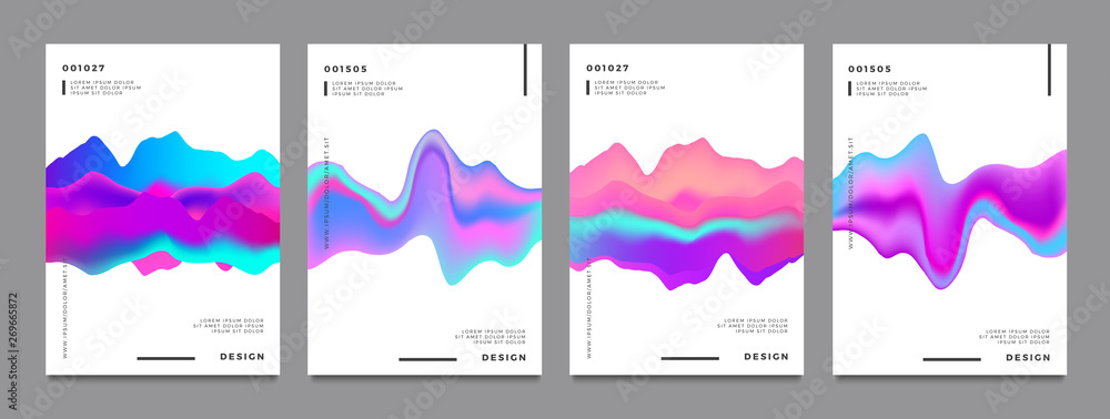 Abstract gradient poster and cover design. Colorful fluid liquid shapes. Vector illustration. - obrazy, fototapety, plakaty 