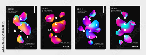 Abstract gradient poster and cover design. Colorful fluid liquid shapes. Vector illustration.