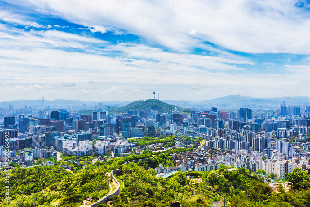  Skyline and viewpoint of capital of Seoul,South Korea