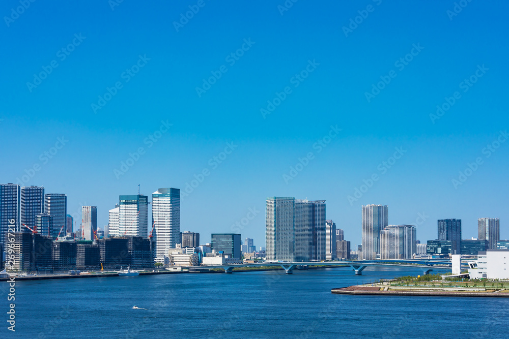 (東京都-都市風景)晴れた日の豊洲湾岸側風景１