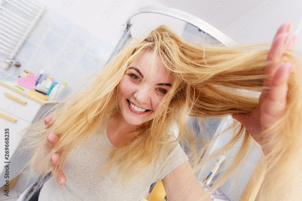 Fototapeta premium Woman with long blonde hair
