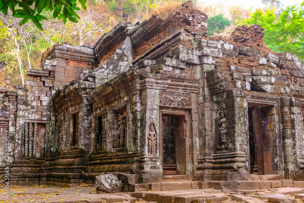 Wat Phu (Vat Phou) Temple in LAOS. The Champasak cultural landscape, Warn tone