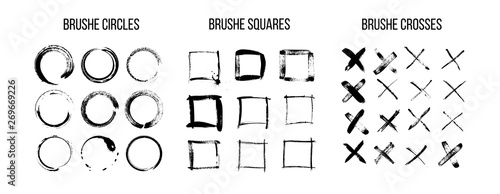 Black ink brush strokes vector set