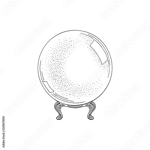 Magic ball logo. Hand drawn sketch. Vector illustration