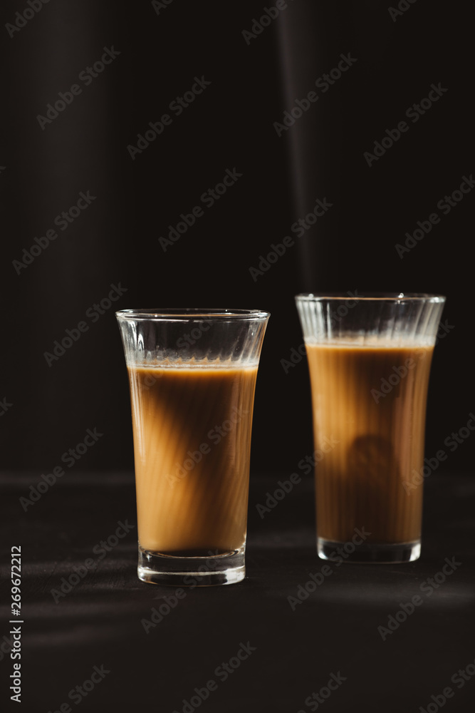Two small cups of specialty freshly roasted coffee