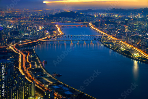 Top View of Seoul City Skyline