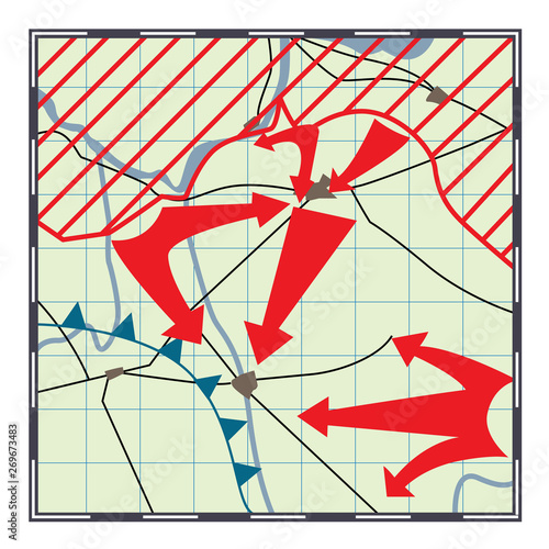 Fictional and stylized map of the fighting.