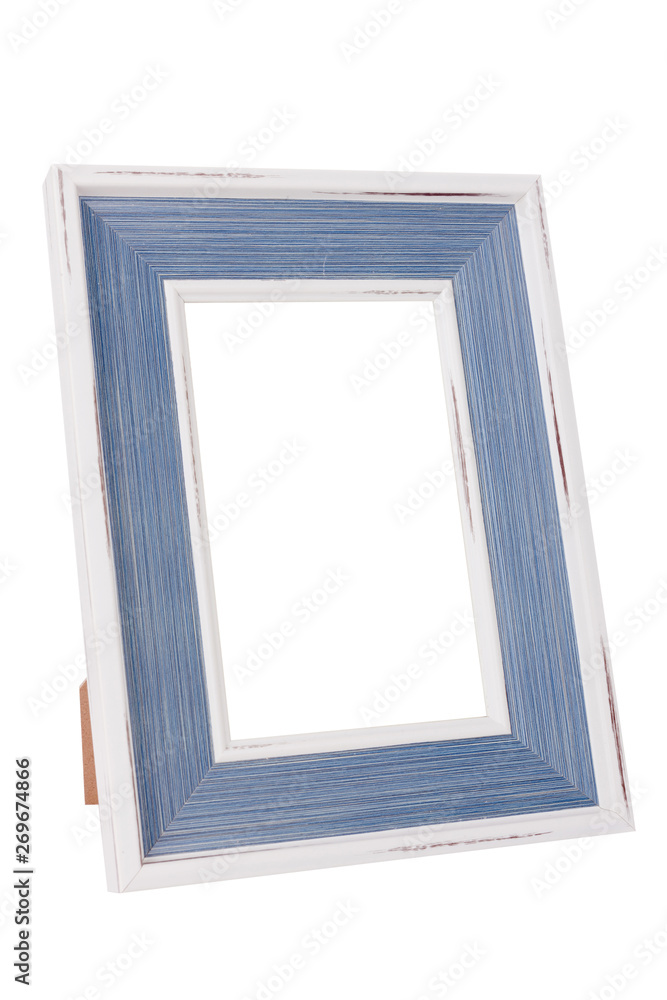 Fototapeta premium White & Blue Vintage Frame isolated on White background.