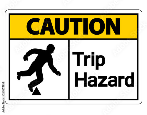 Caution Trip Hazard Symbol Sign on white background