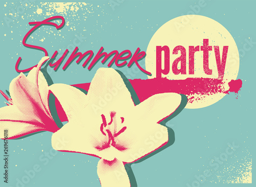 Summer Party typographic grunge vintage poster design. Retro vector illustration.