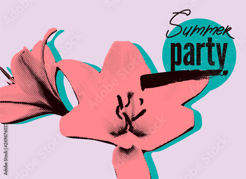 Summer Party typographic grunge vintage poster design. Retro vector illustration.