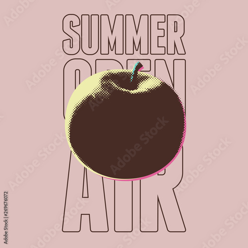 Summer open air festival typographical vintage grunge pop-art style poster design. Retro vector illustration.