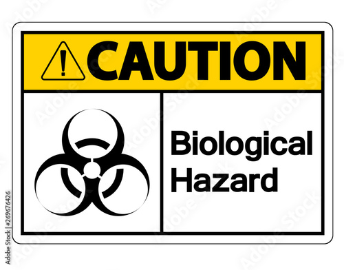 Caution Biological Hazard Symbol Sign on white background