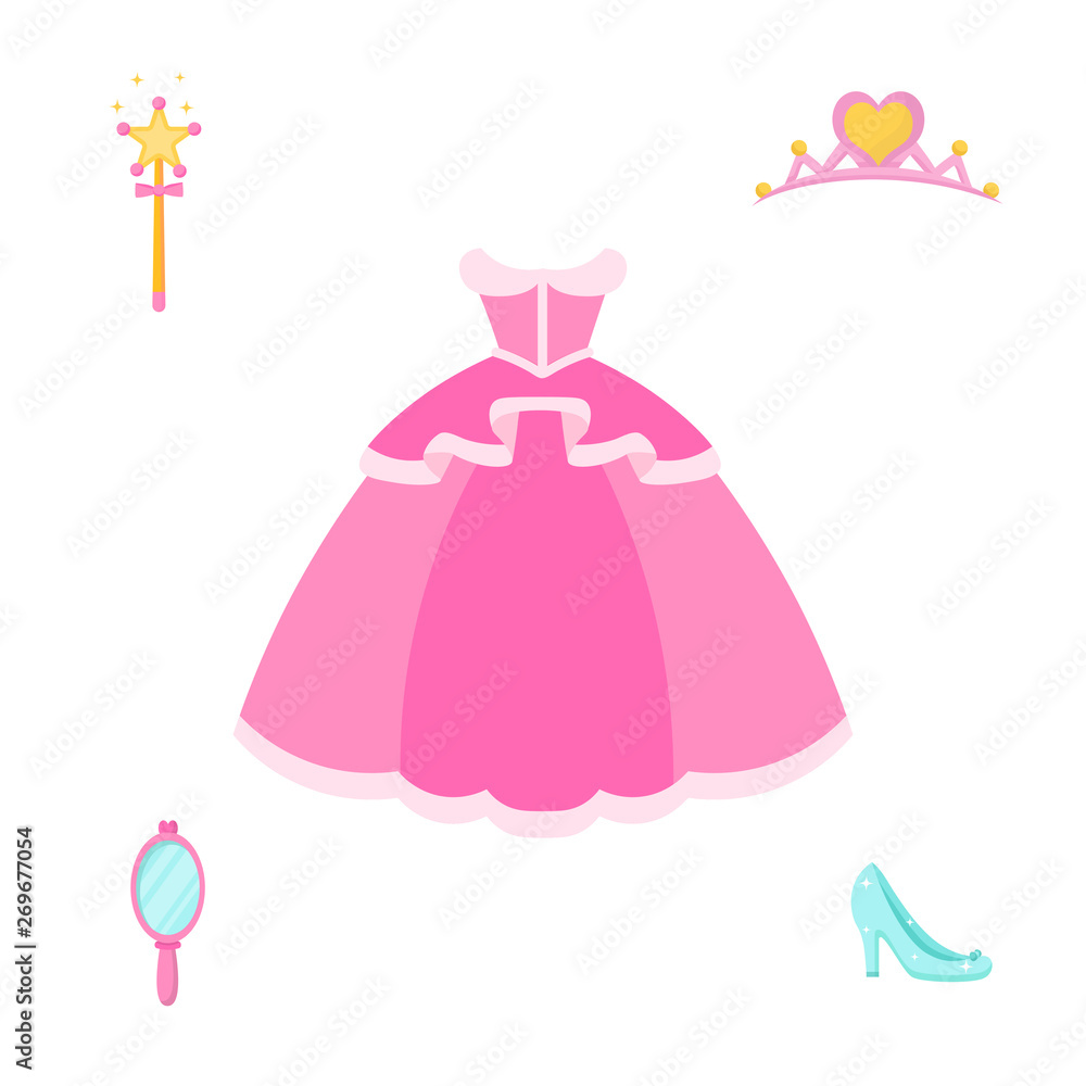 Princess accessories vector illustrations set Stock Vector | Adobe Stock