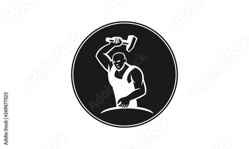Work hard man silhouette