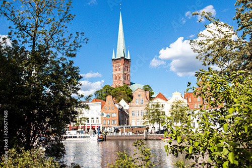 Scenic summer day view of the Old Town architecture in Lubeck, Germany