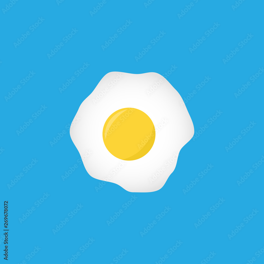 Fried eggs vector flat icon on blue background Fried eggs vector flat icon on blue background